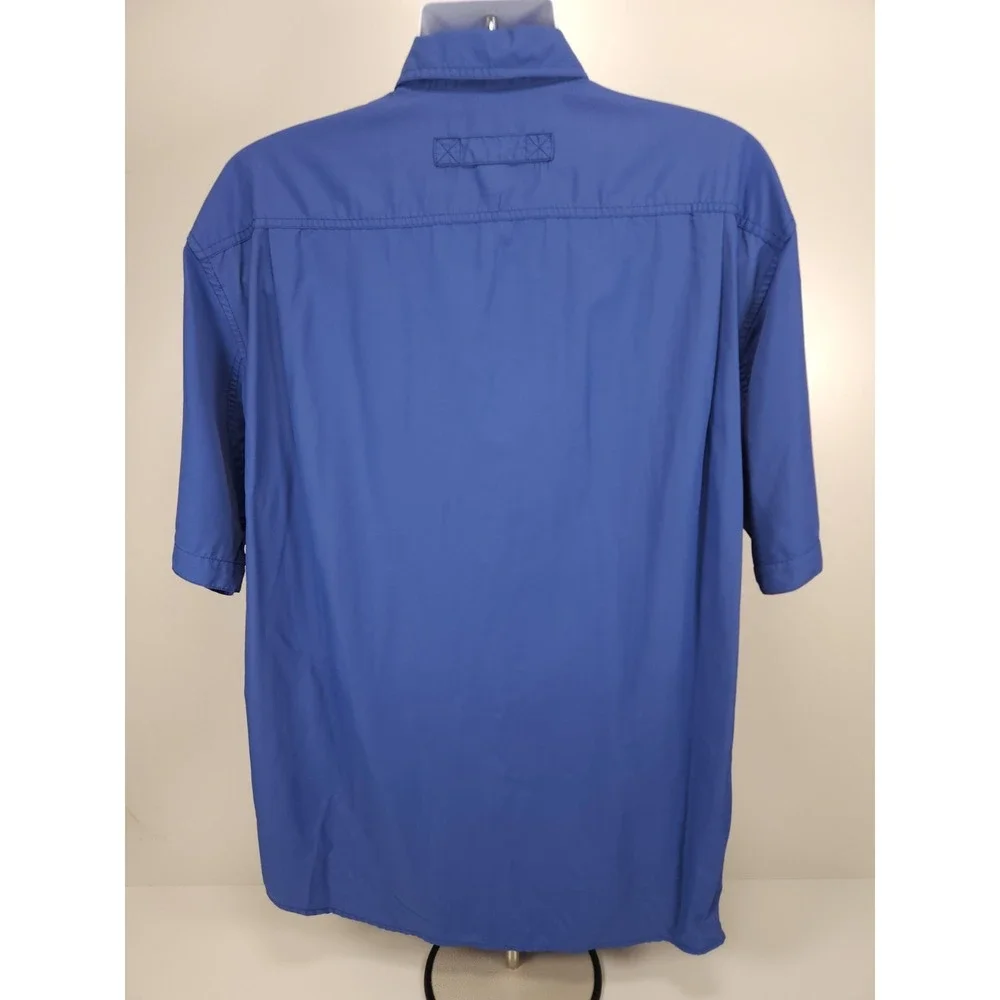 Duluth Trading Shirt Mens XL Blue Short Sleeve‎ Vented Fish Outdoor Hiking